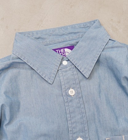 【THE NORTH FACE PURPLE LABEL】ノースフェイスパープルレーベル men's Regular Collar Chambray Field Shirt "Indigo Blue"