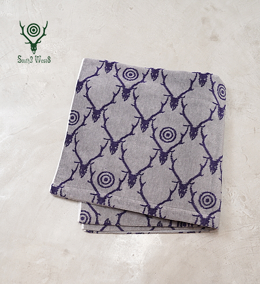 【South2 West8】サウスツーウエストエイト Bath Towel-Pile Jq./Skull&Target "Gray×Purple"