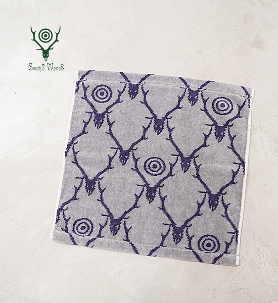 【South2 West8】サウスツーウエストエイト Wash Towel-Pile Jq./Skull&Target "Gray×Purple"