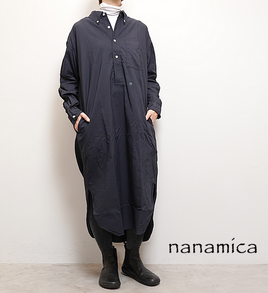 【nanamica】ナナミカ women's Button Down Wind Shirt Dress "Dark Navy"