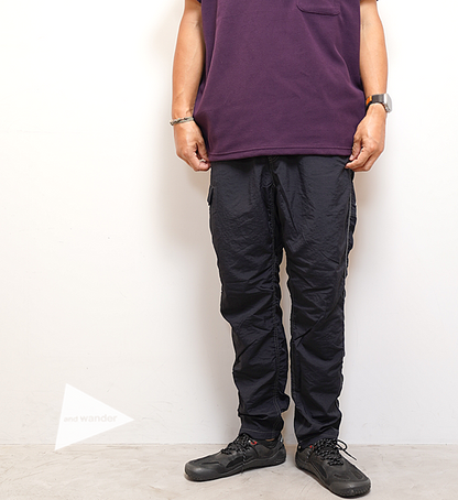 【and wander】アンドワンダー men's Ny taffeta hiker pants "Black"