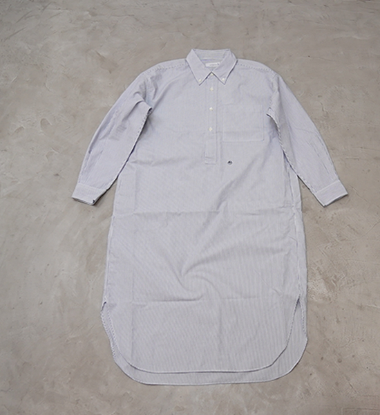 【nanamica】ナナミカ women's Button Down Stripe Wind Shirt Dress "Navy"