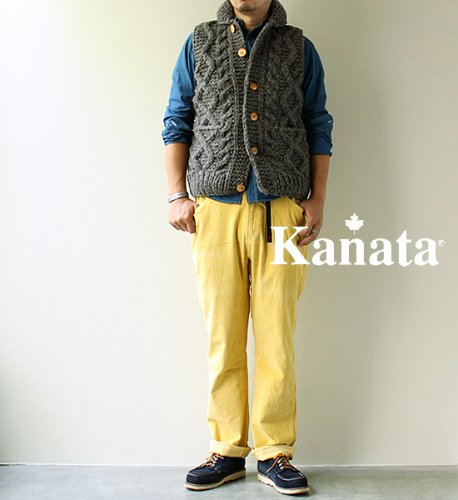 【Kanata】 カナタ Cable Front Vest Yosemite別注カラー"Smog Heather"