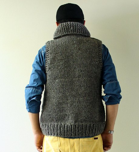 【Kanata】 カナタ Cable Front Vest Yosemite別注カラー"Smog Heather"