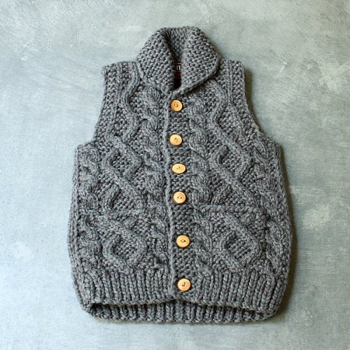 【Kanata】 カナタ Cable Front Vest Yosemite別注カラー"Smog Heather"