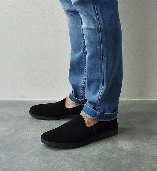 ★40%off【hobo】 ホーボー Cow Suede Leather Slip-on Shoes "Black"