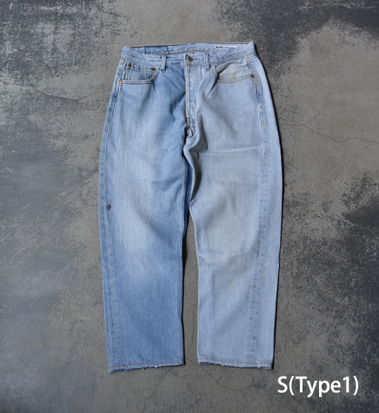 【Sunny side up】サニーサイドアップ Unisex Remake 2 For 1 Denim 5P "Blue"