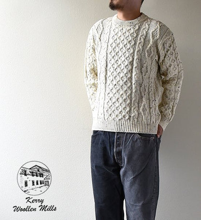 【Kerry Woollen Mills】 ケリーウーレンミルズ Aran Crew Neck Sweater "5Color"