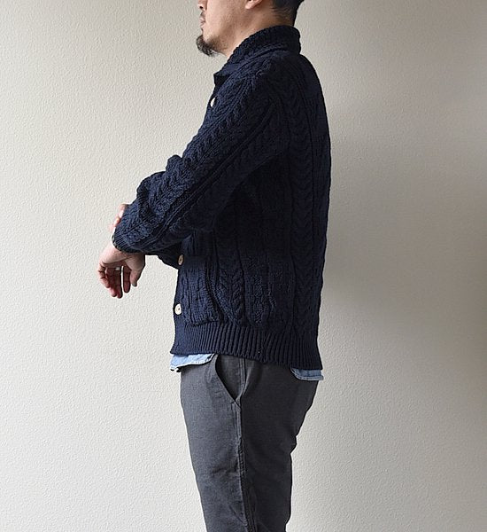 【Kerry Woollen Mills】 ケリーウーレンミルズ Aran Collar Cardigan "2Color"