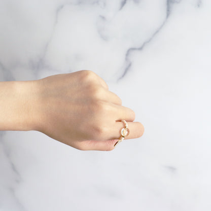 【Like a Honey Candy】シトリン×リバーストーン リング