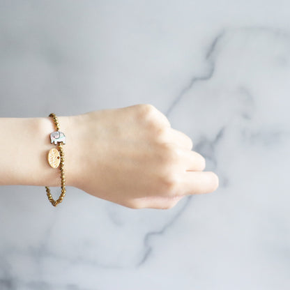 【Lovely Zoo】ブラックシェル×ゴールドヘマタイト ブレスレット