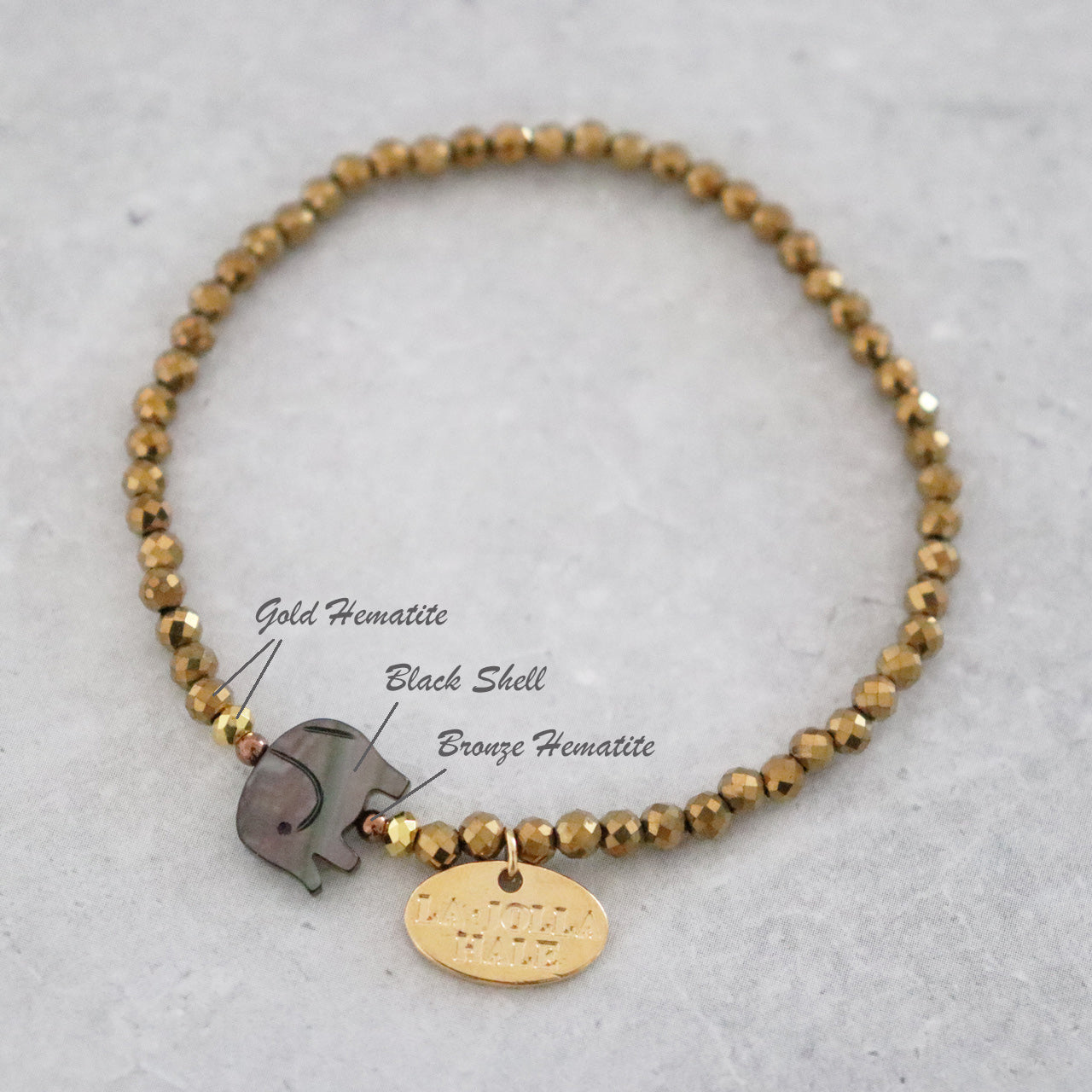 【Lovely Zoo】ブラックシェル×ゴールドヘマタイト ブレスレット