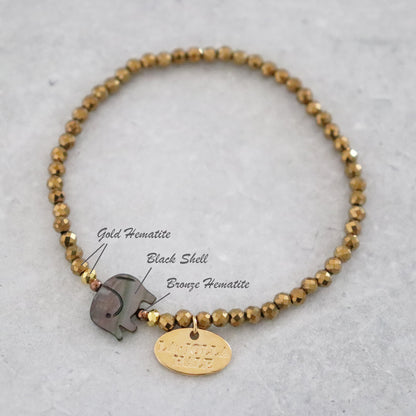 【Lovely Zoo】ブラックシェル×ゴールドヘマタイト ブレスレット