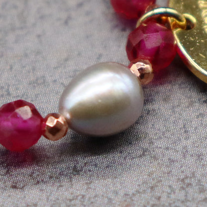 【Flames of Crimson】ルビー×人工ルビー×パール リング