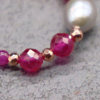 【Flames of Crimson】ルビー×人工ルビー×パール リング