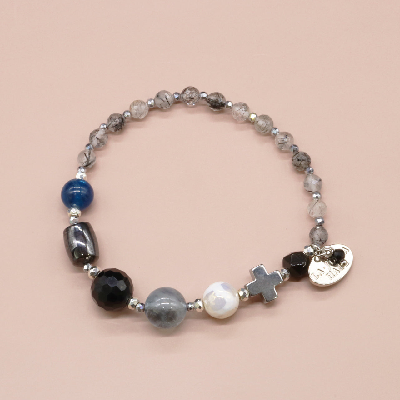 【・MA・YO・KE・】亀甲天珠×モリオン×ブラックアクアマリン×ブラックルチルクォーツ ブレスレット