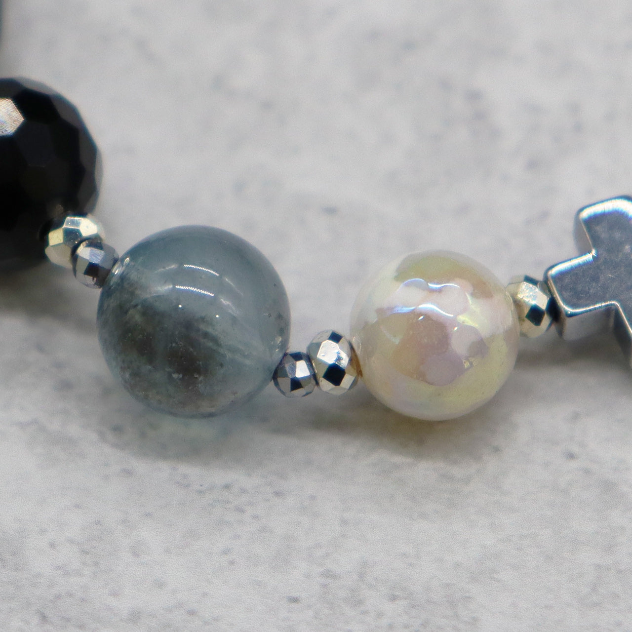 【・MA・YO・KE・】亀甲天珠×モリオン×ブラックアクアマリン×ブラックルチルクォーツ ブレスレット