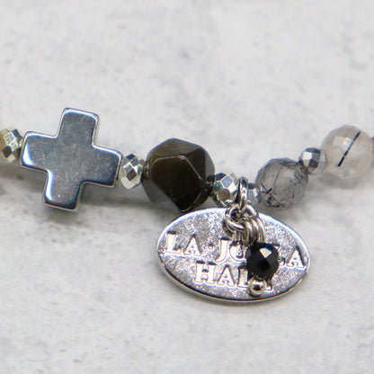 【・MA・YO・KE・】亀甲天珠×モリオン×ブラックアクアマリン×ブラックルチルクォーツ ブレスレット