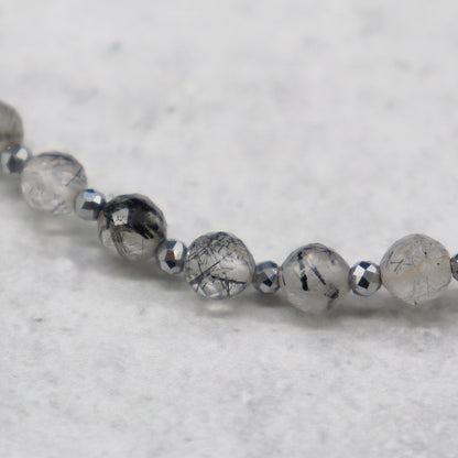 【・MA・YO・KE・】亀甲天珠×モリオン×ブラックアクアマリン×ブラックルチルクォーツ ブレスレット