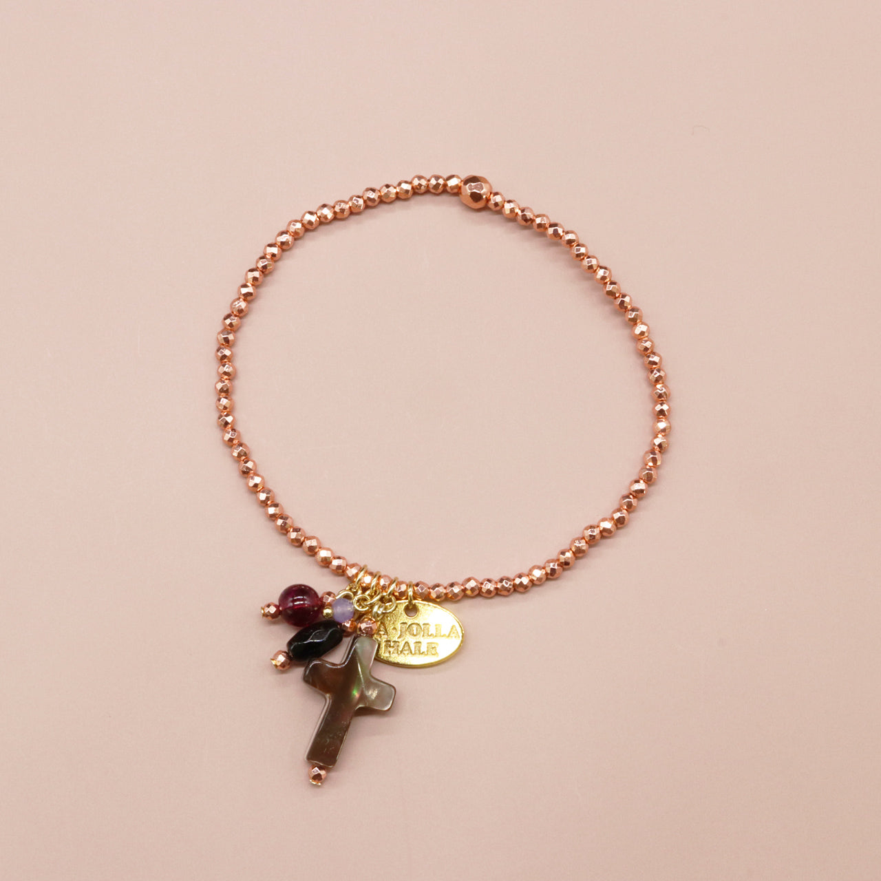 【・MA・YO・KE・】オレンジヘマタイト×マザーオブパール×オニキス×ガーネット ブレスレット