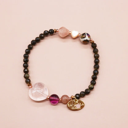 【Longing for Jaipur】亀甲天珠×ローズクォーツ×ピンクアベンチュリン ブレスレット