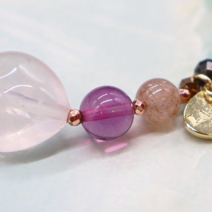 【Longing for Jaipur】亀甲天珠×ローズクォーツ×ピンクアベンチュリン ブレスレット