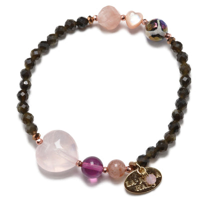 【Longing for Jaipur】亀甲天珠×ローズクォーツ×ピンクアベンチュリン ブレスレット