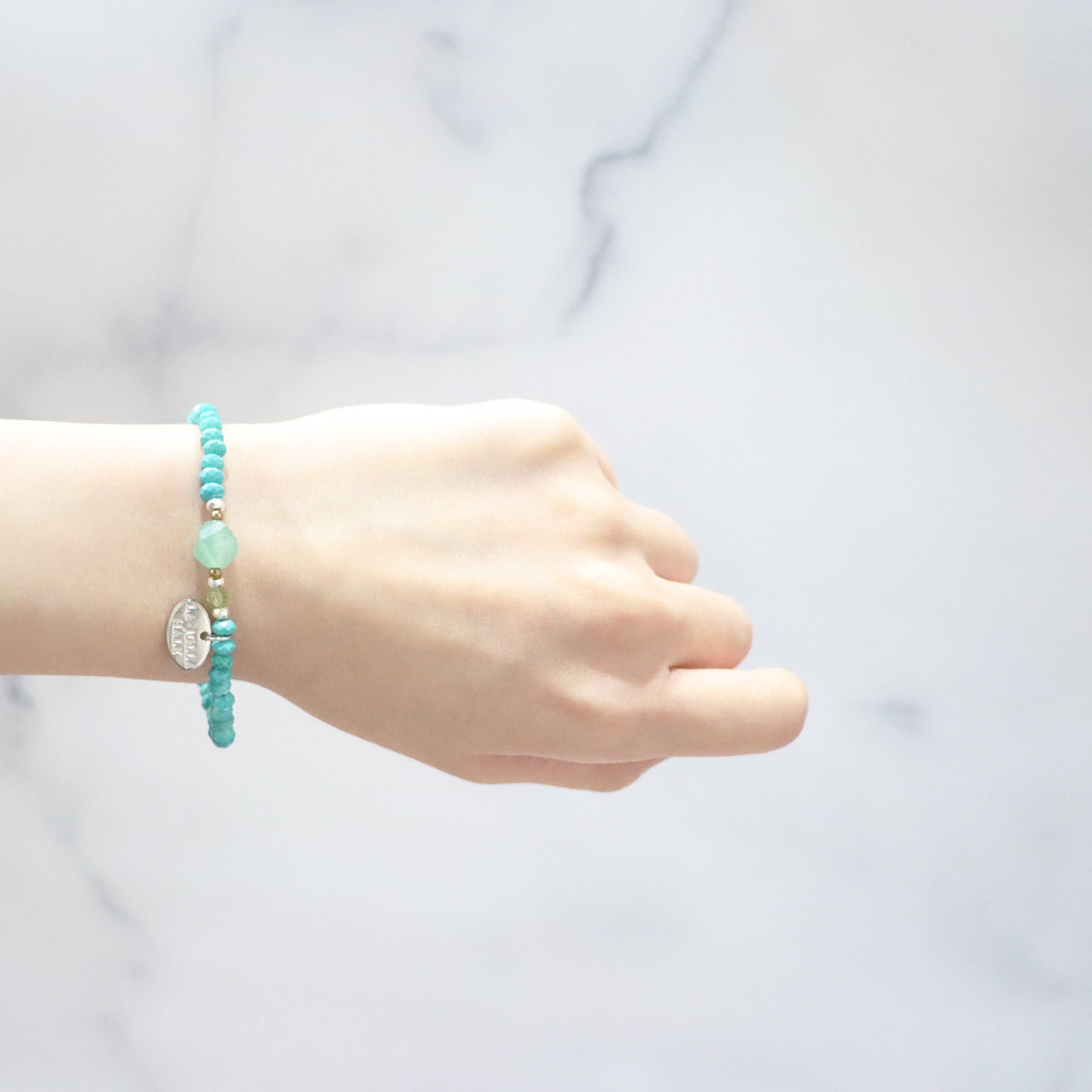 【Longing for Jaipur】グリーンアベンチュリン×マグネサイトターコイズ×ペリドット ブレスレット