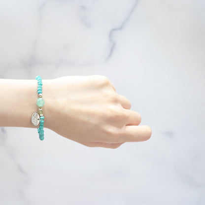 【Longing for Jaipur】グリーンアベンチュリン×マグネサイトターコイズ×ペリドット ブレスレット