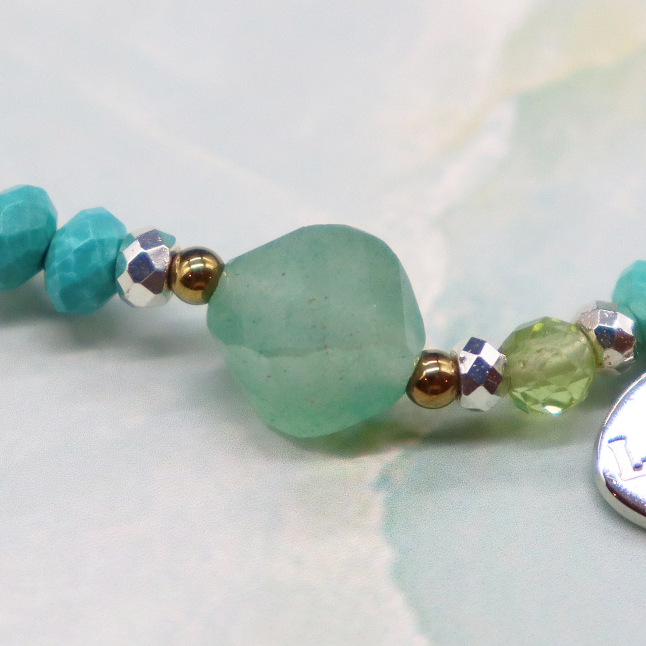 【Longing for Jaipur】グリーンアベンチュリン×マグネサイトターコイズ×ペリドット ブレスレット