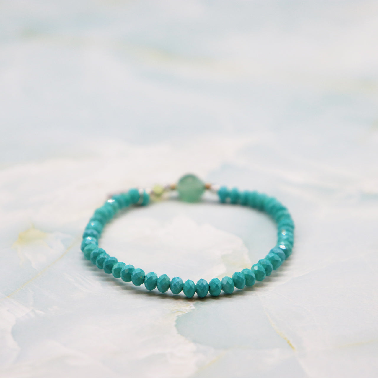 【Longing for Jaipur】グリーンアベンチュリン×マグネサイトターコイズ×ペリドット ブレスレット