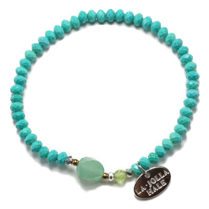 【Longing for Jaipur】グリーンアベンチュリン×マグネサイトターコイズ×ペリドット ブレスレット