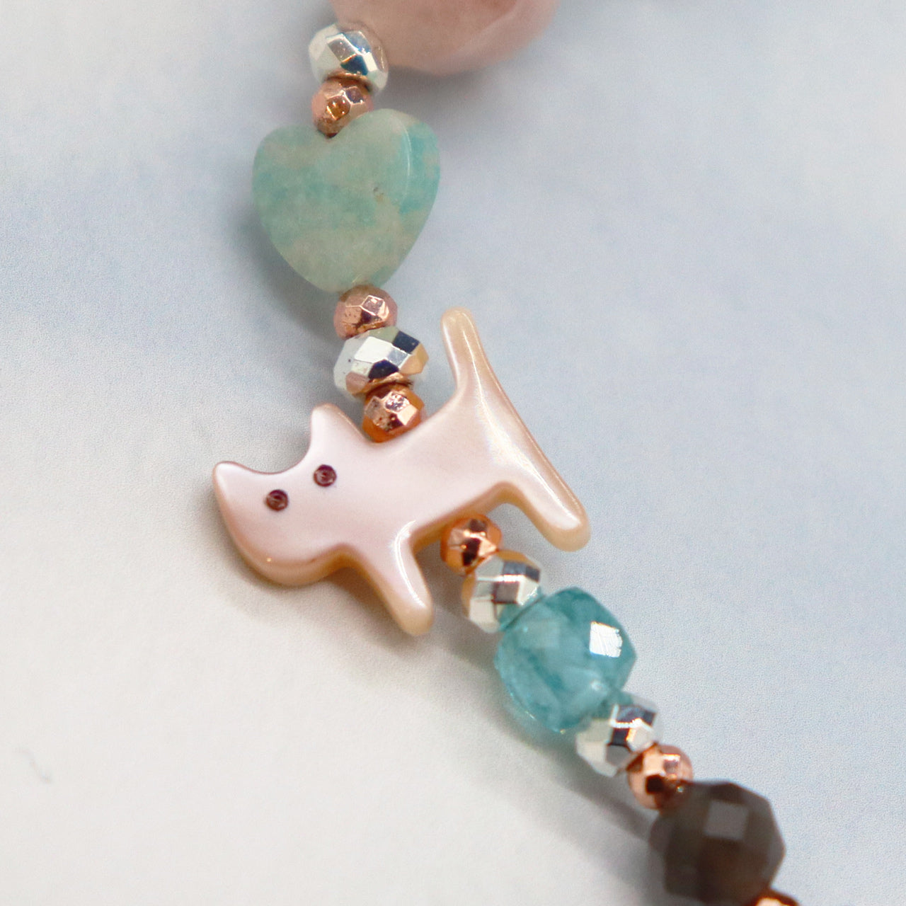 【Lovely Zoo】ピンクシェル×クラック水晶×ローズクォーツ ブレスレット