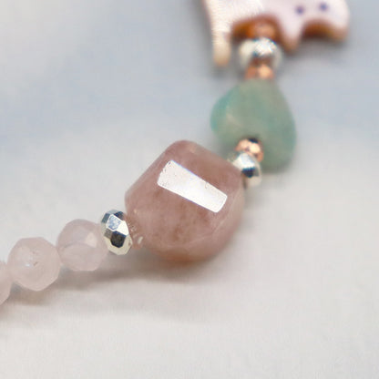 【Lovely Zoo】ピンクシェル×クラック水晶×ローズクォーツ ブレスレット