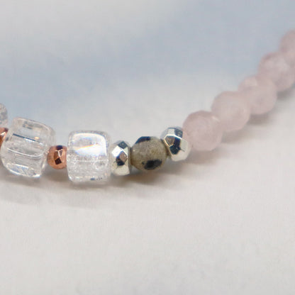 【Lovely Zoo】ピンクシェル×クラック水晶×ローズクォーツ ブレスレット