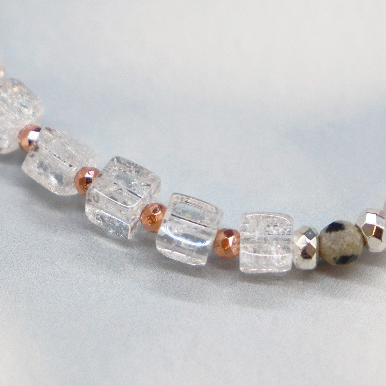 【Lovely Zoo】ピンクシェル×クラック水晶×ローズクォーツ ブレスレット