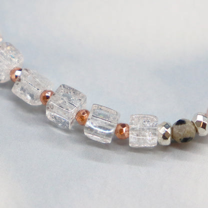 【Lovely Zoo】ピンクシェル×クラック水晶×ローズクォーツ ブレスレット