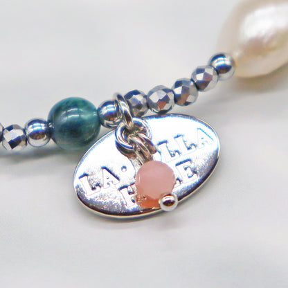 【Mermaid Teardrops】亀甲天珠×パール×バロックパール×アマゾナイト ブレスレット