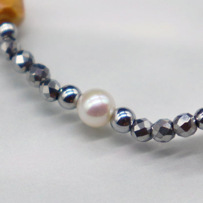 【Mermaid Teardrops】亀甲天珠×パール×バロックパール×アマゾナイト ブレスレット