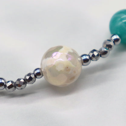 【Mermaid Teardrops】亀甲天珠×パール×バロックパール×アマゾナイト ブレスレット