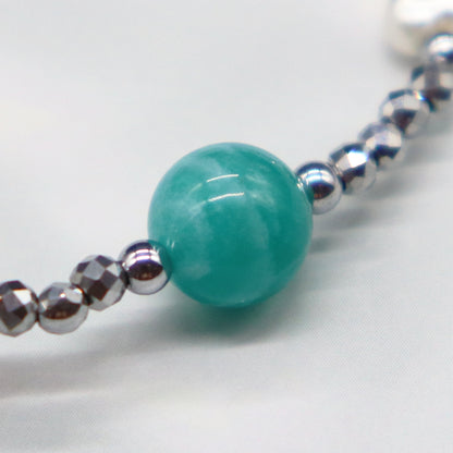 【Mermaid Teardrops】亀甲天珠×パール×バロックパール×アマゾナイト ブレスレット