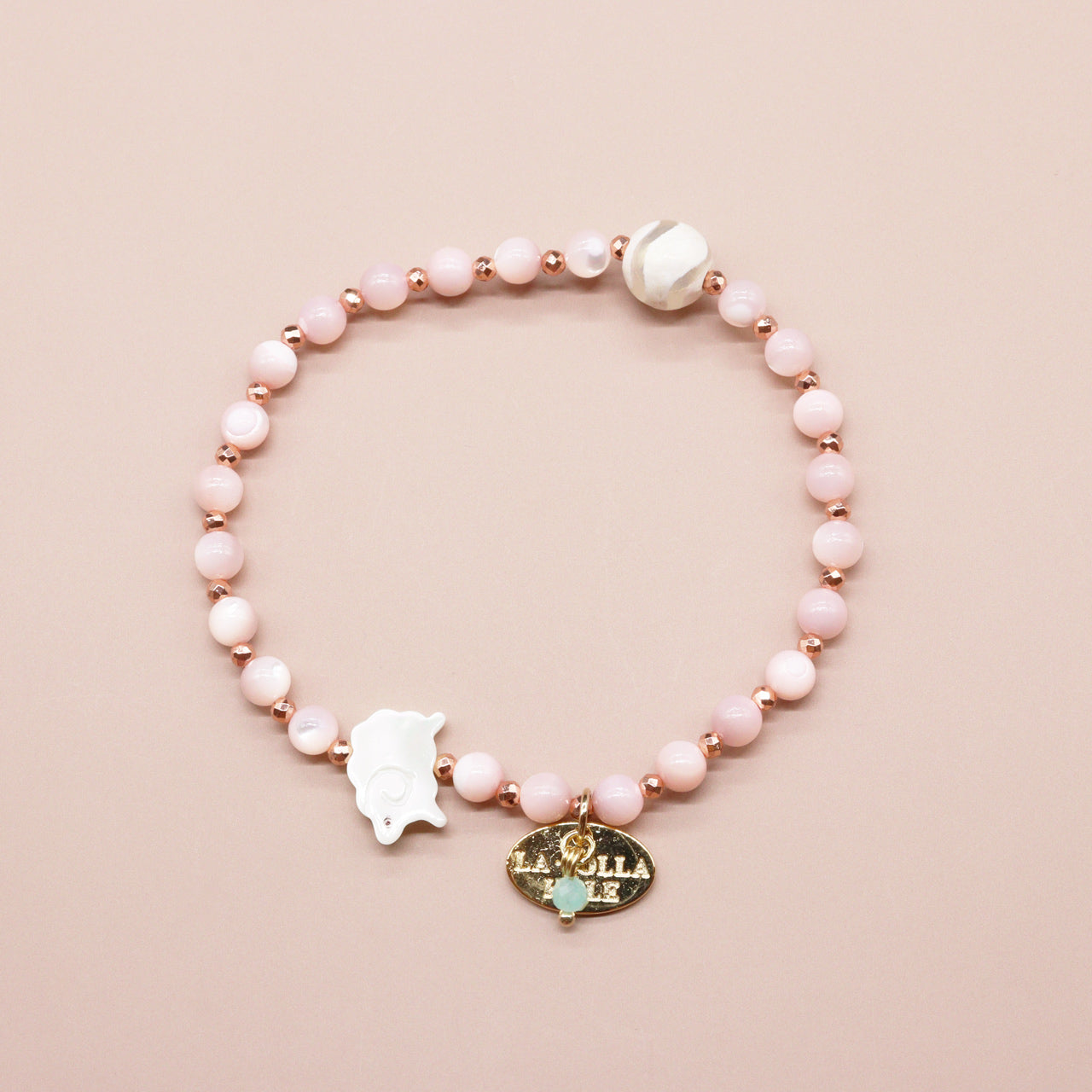 【Lovely Zoo】水紋天珠×マザーオブパール ブレスレット