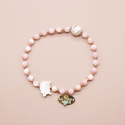 【Lovely Zoo】水紋天珠×マザーオブパール ブレスレット