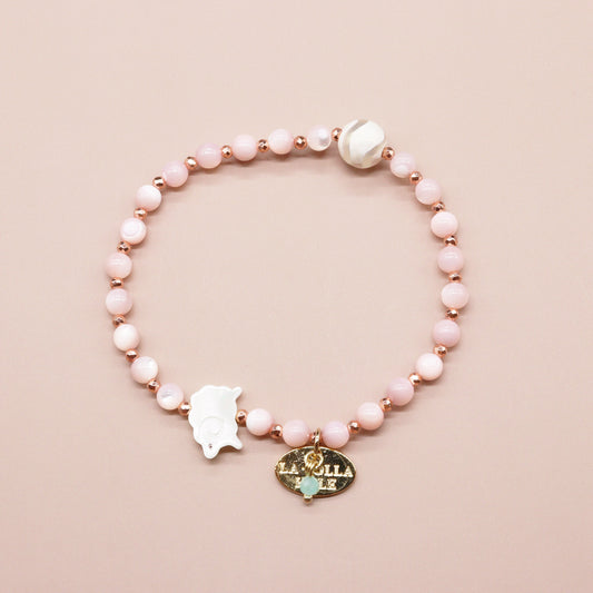 【Lovely Zoo】水紋天珠×マザーオブパール ブレスレット
