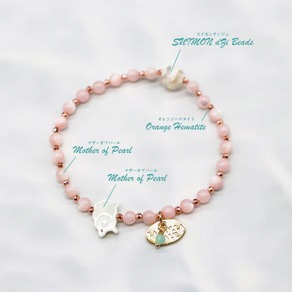 【Lovely Zoo】水紋天珠×マザーオブパール ブレスレット