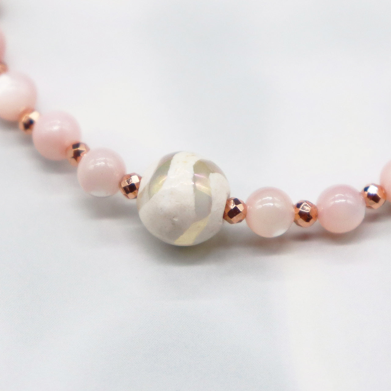 【Lovely Zoo】水紋天珠×マザーオブパール ブレスレット