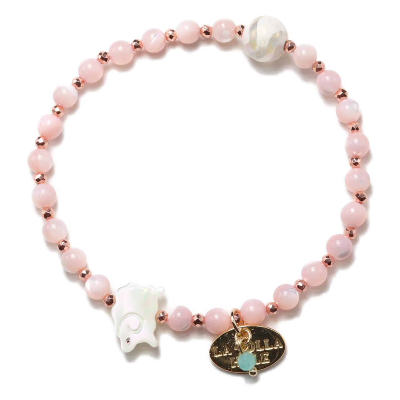 【Lovely Zoo】水紋天珠×マザーオブパール ブレスレット