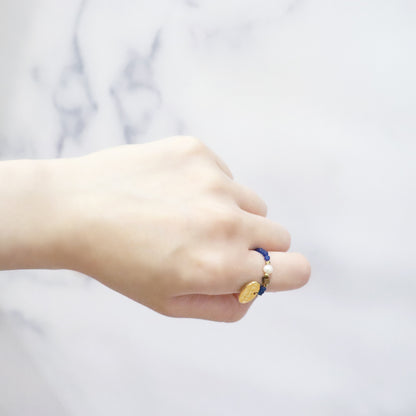 【Mermaid Teardrops】パール×タイガーアイ×クォーツァイト リング