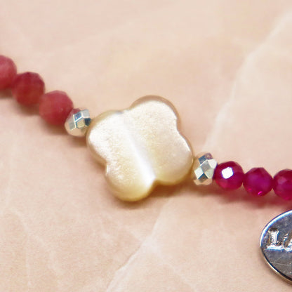 【Flames of Crimson】亀甲天珠×人工ルビー×シリシャスシスト×マザーオブパール ブレスレット