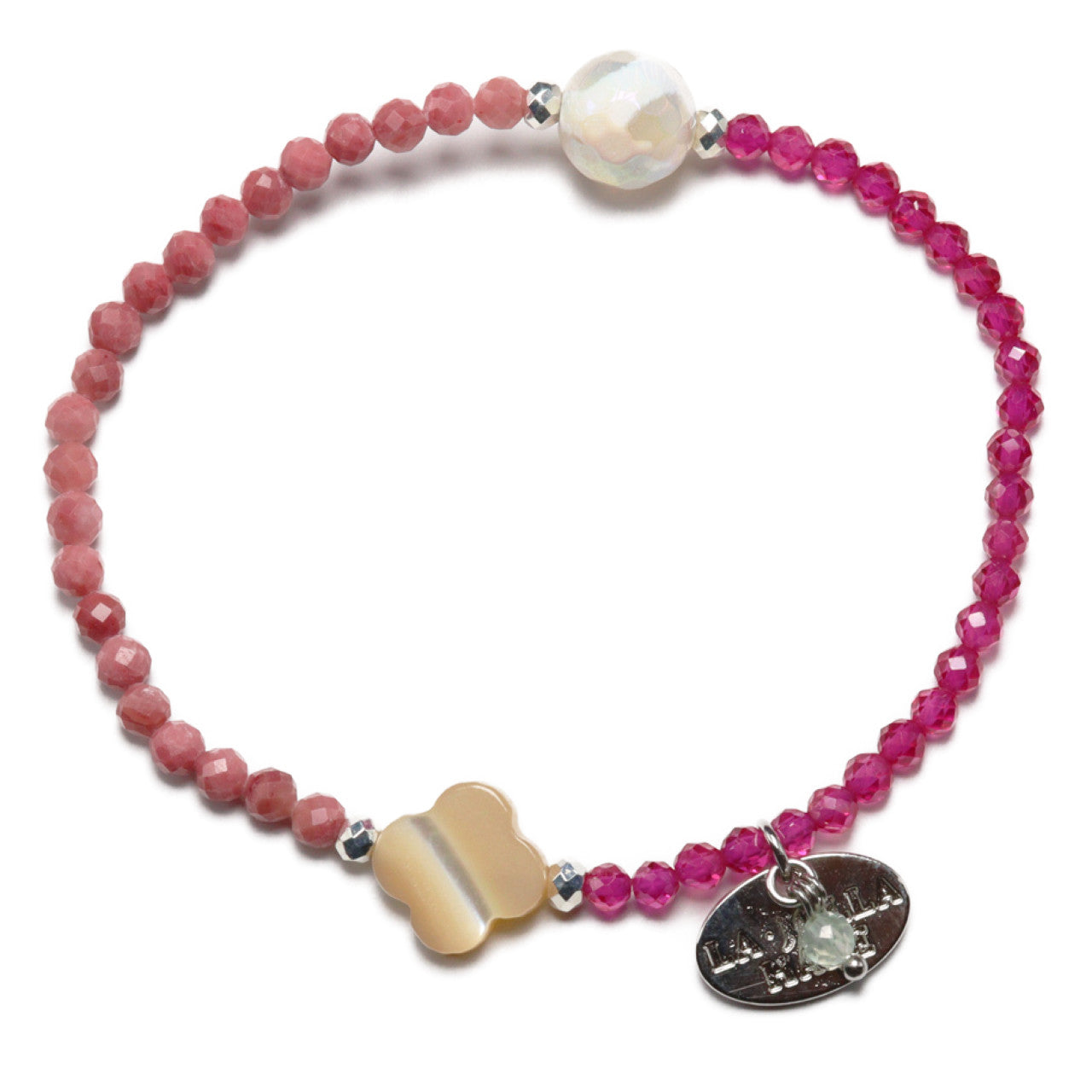 【Flames of Crimson】亀甲天珠×人工ルビー×シリシャスシスト×マザーオブパール ブレスレット